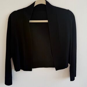 Black Cropped Open Front Cardigan